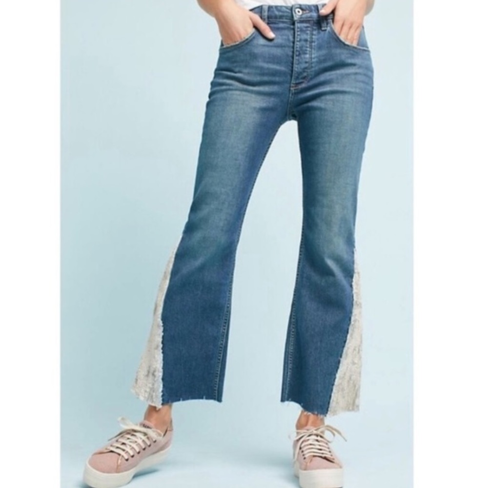 Anthro Pilcro & the Letterpress Sequin Flare Jeans